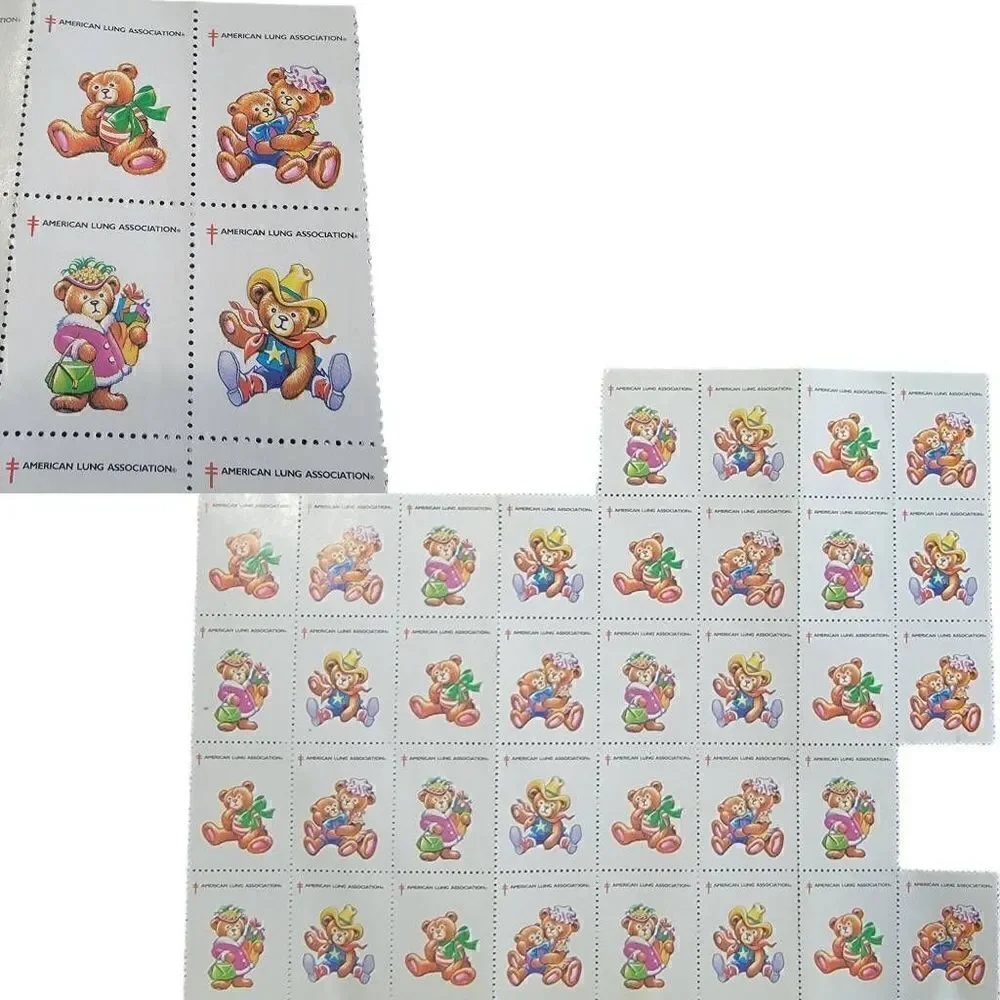 American Lung Association Vintage Stamps Bears Cowboy